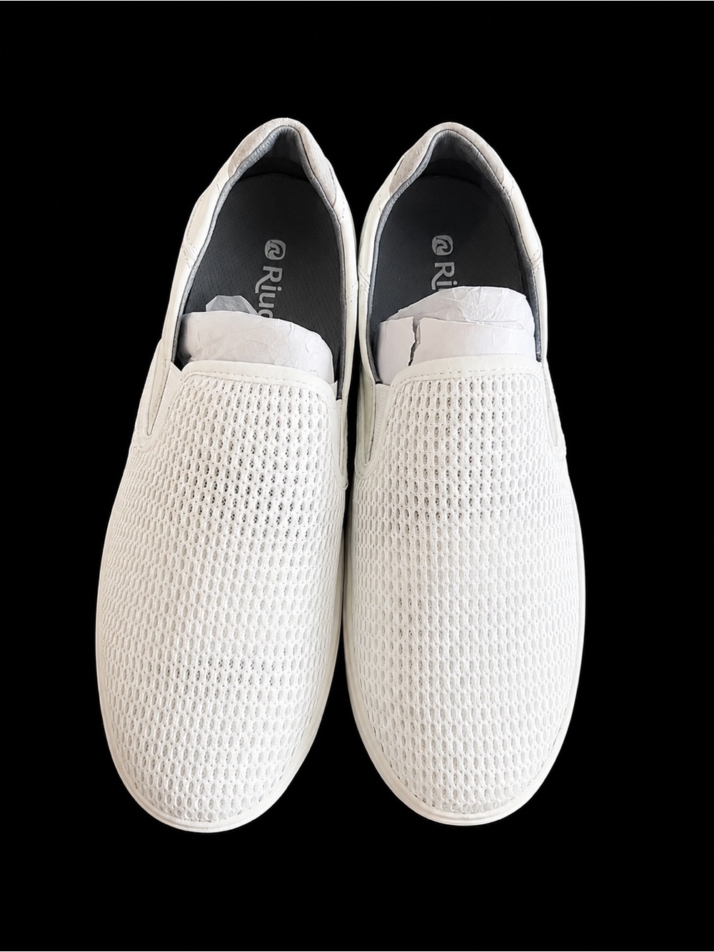 White Slip-On Mesh Sneakers for Men